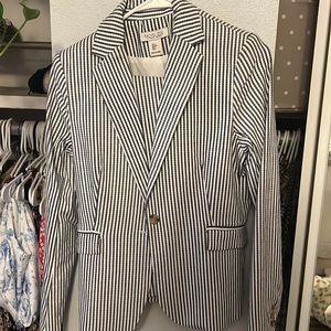 Stretchy navy and white women suit set